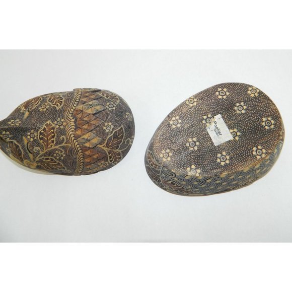 Poplier Batik Fabric Wood Mask Trinket Box Container Indonesian Eclectic - Picture 7 of 15